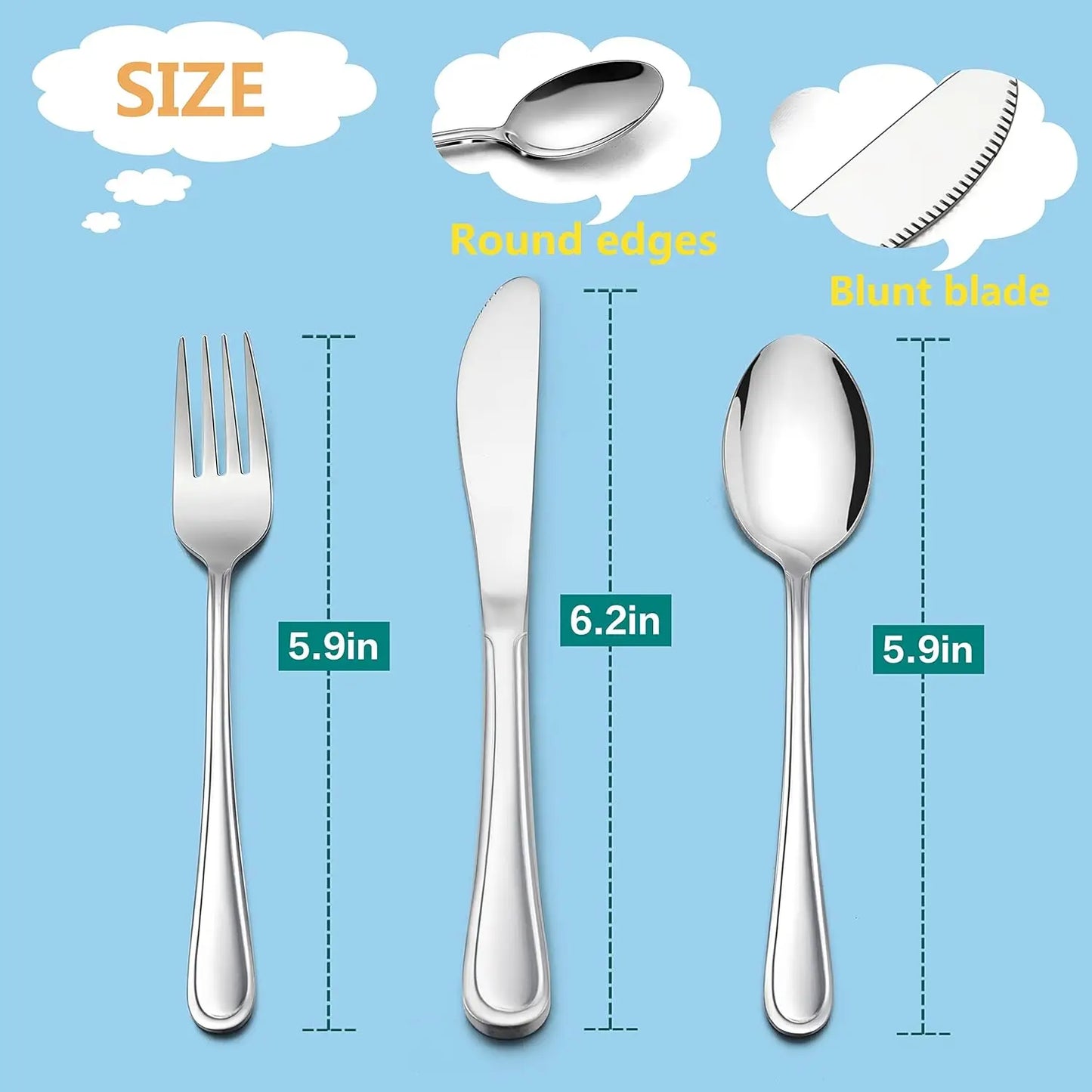 12-Piece Kids Silverware Set, Stainless Steel Toddler Utensils Flatware Set