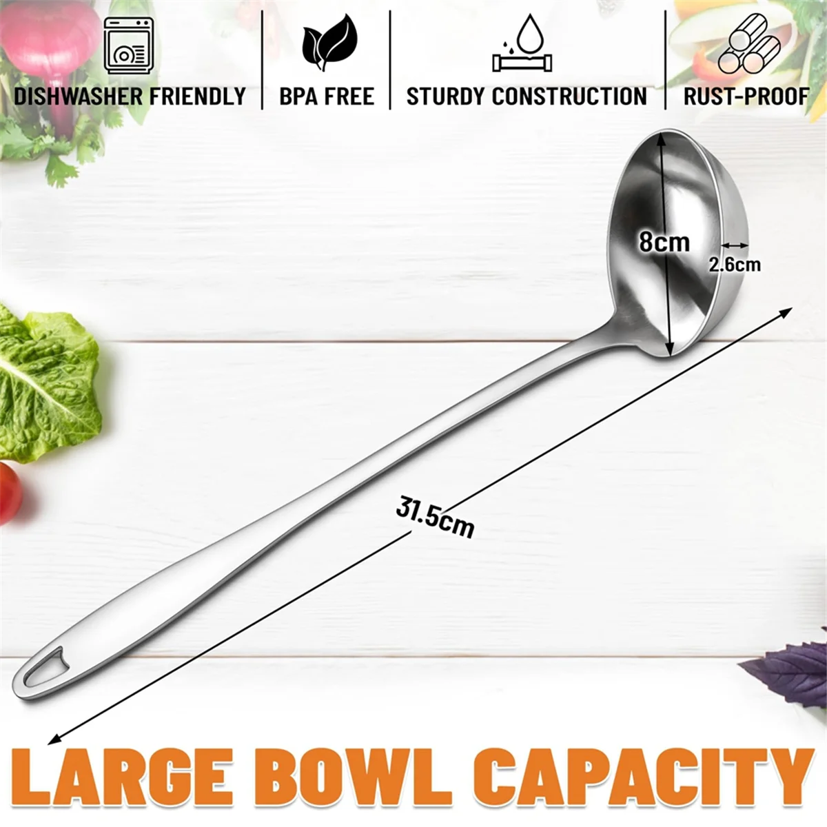 Retail! 2pcs Soup Ladle Made of High-Quality Stainless Steel