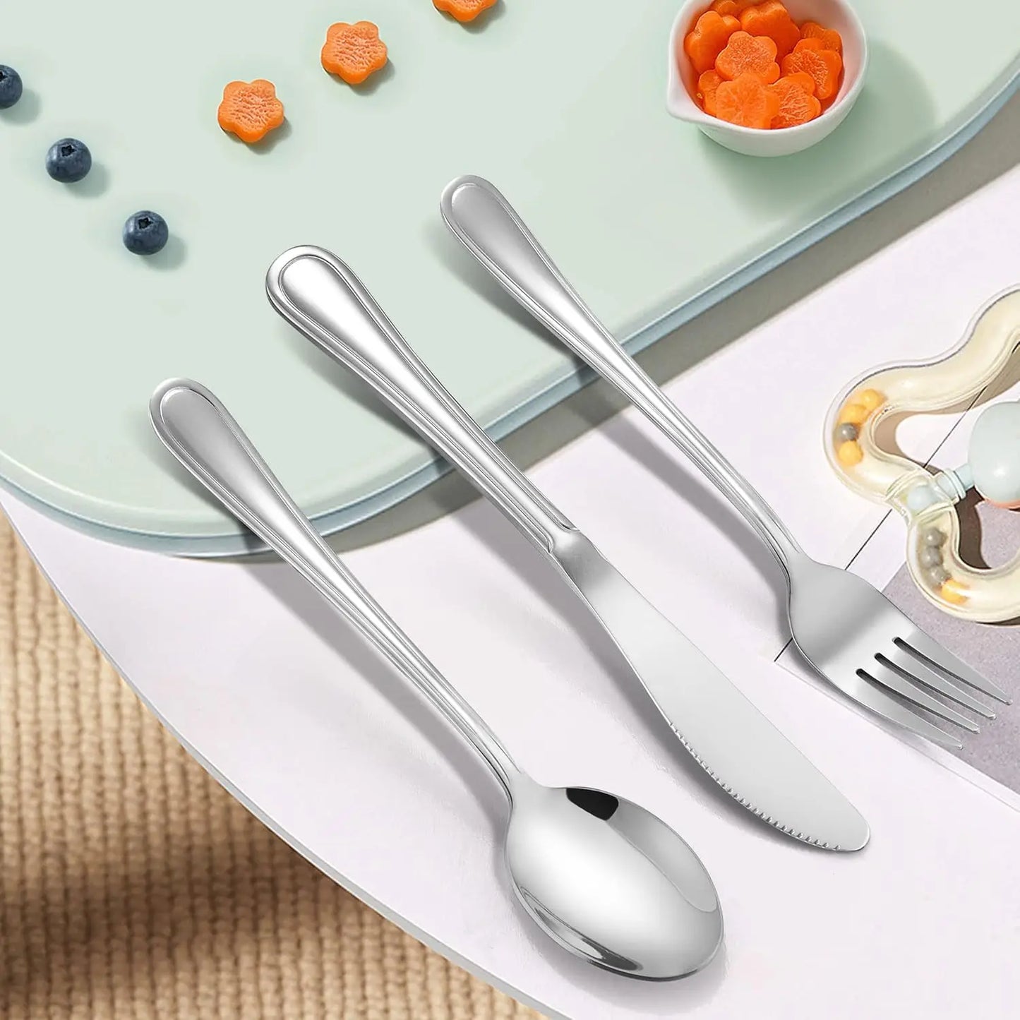 12-Piece Kids Silverware Set, Stainless Steel Toddler Utensils Flatware Set