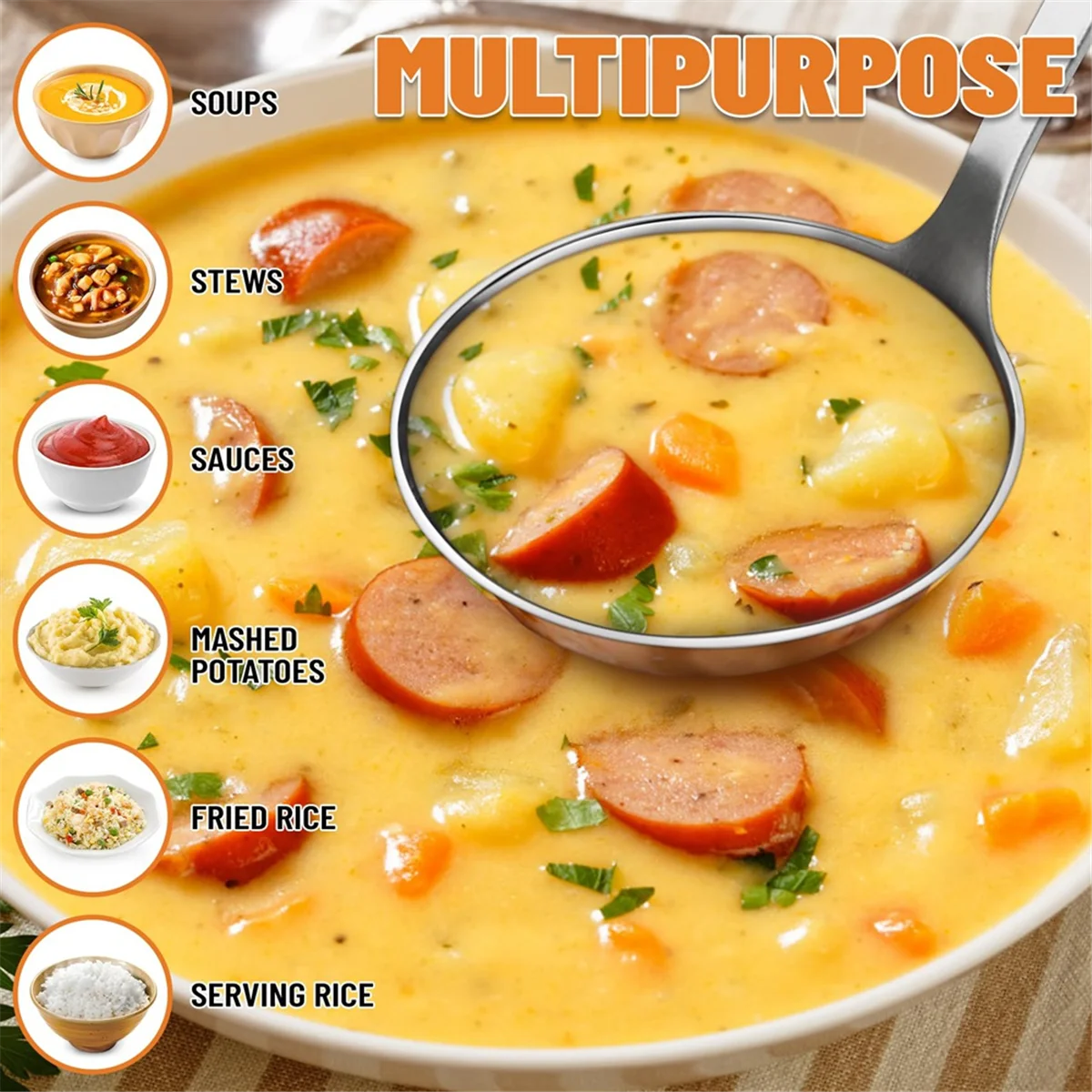 Retail! 2pcs Soup Ladle Made of High-Quality Stainless Steel