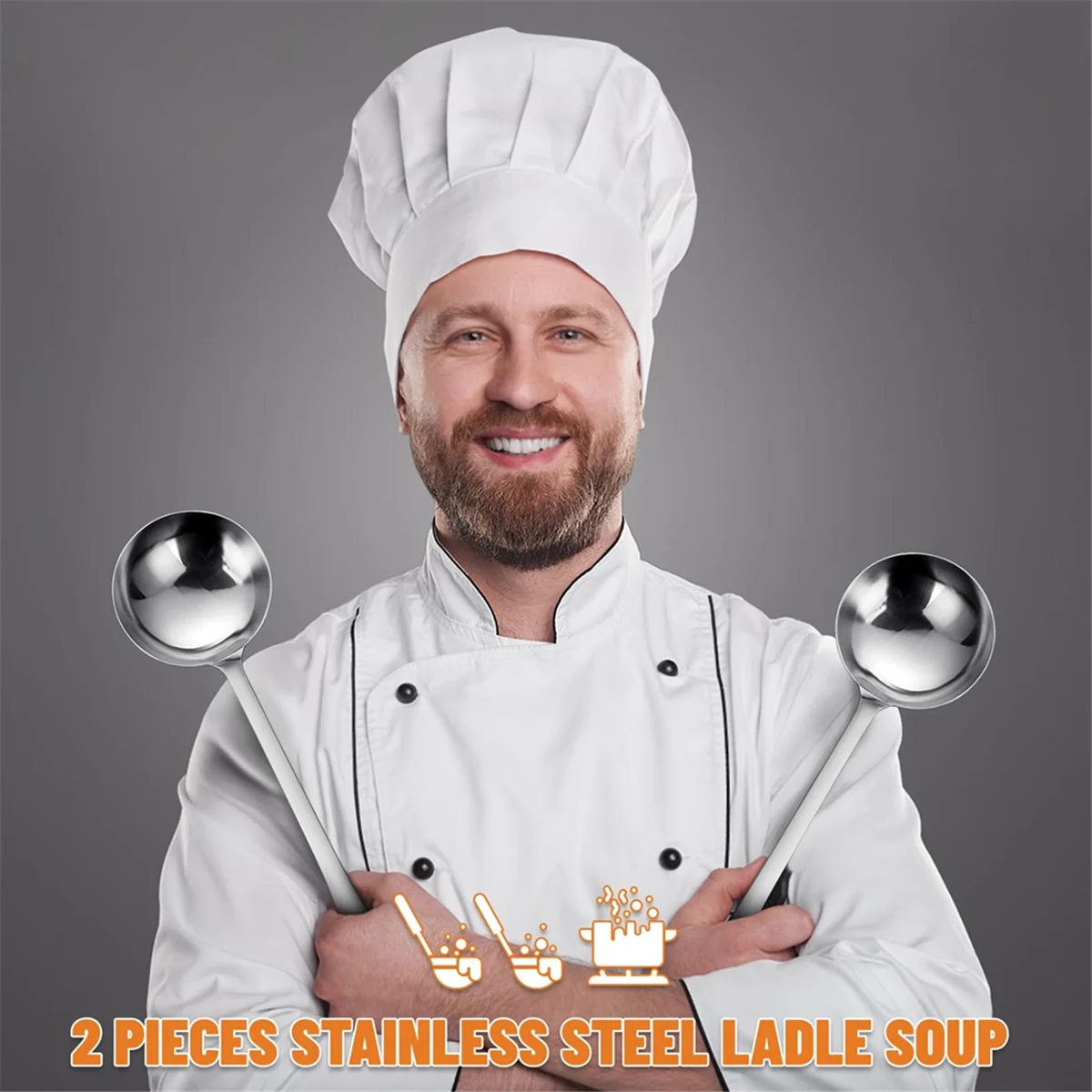 Retail! 2pcs Soup Ladle Made of High-Quality Stainless Steel