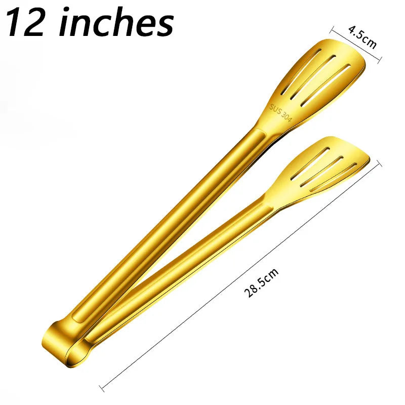 7/9/12inch Kitchen Tongs 304 Stainless Steel Grill Tongs for Cooking BBQ