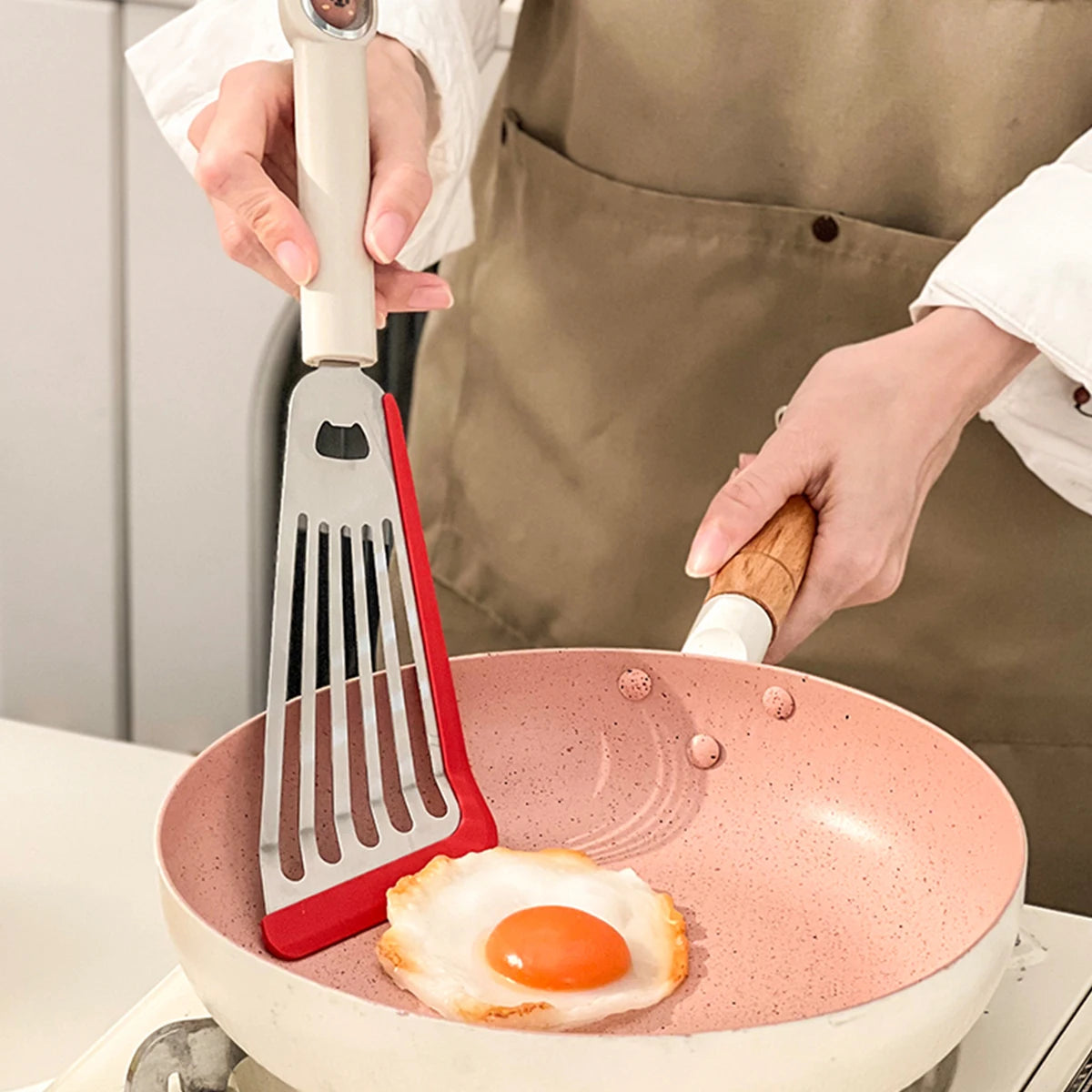 WORTHBUY Stainless Steel Slotted Turner Silicone Fish Spatula