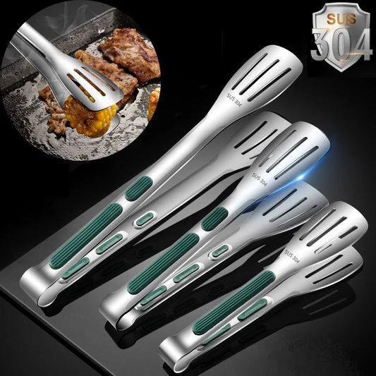 7/9/12inch Kitchen Tongs 304 Stainless Steel Grill Tongs for Cooking BBQ