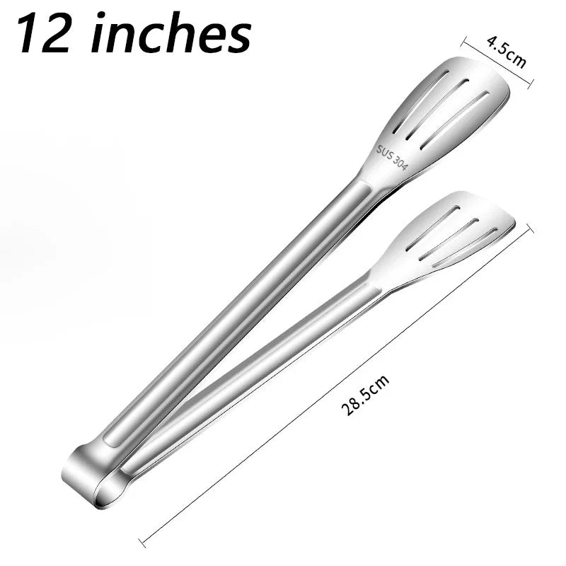 7/9/12inch Kitchen Tongs 304 Stainless Steel Grill Tongs for Cooking BBQ