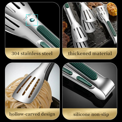 7/9/12inch Kitchen Tongs 304 Stainless Steel Grill Tongs for Cooking BBQ