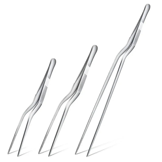 3 Sizes Stainless Steel Precision Kitchen Chef Tongs