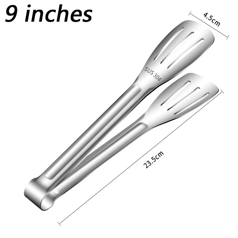 7/9/12inch Kitchen Tongs 304 Stainless Steel Grill Tongs for Cooking BBQ