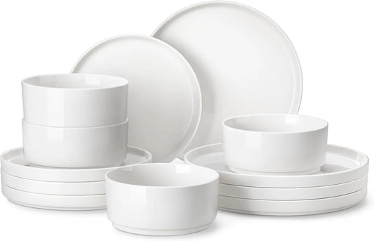 12 Pieces Porcelain Dinnerware Set,Dish Set for 4,Serving