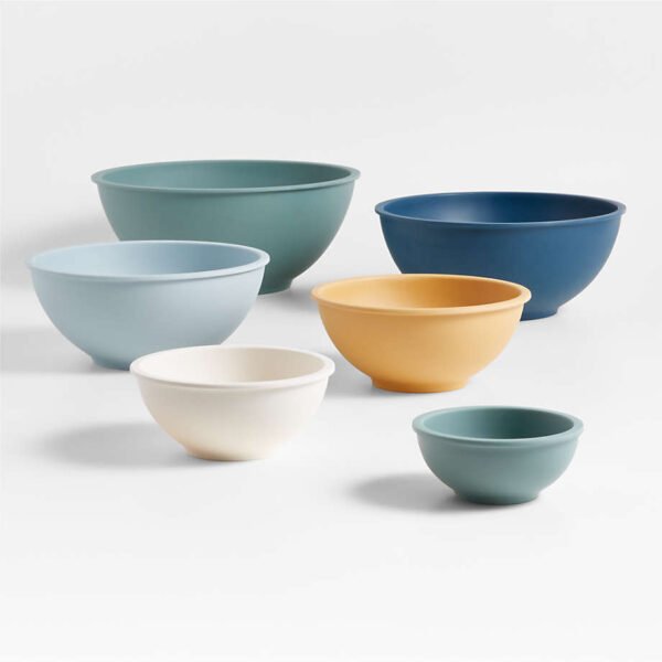 Set of 6 White Rimmed Mixing & Serving Bowls - Image 2