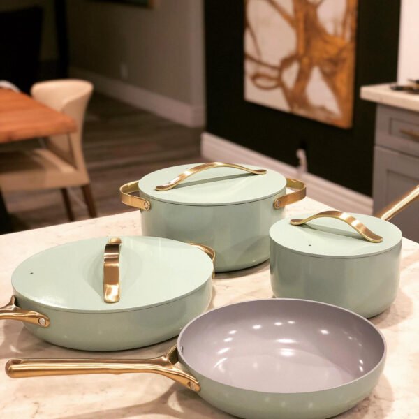 Non-Stick Ceramic 4-Piece Cookware Set in Cream Finish - Image 5