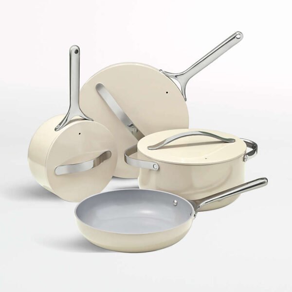 Non-Stick Ceramic 4-Piece Cookware Set in Cream Finish