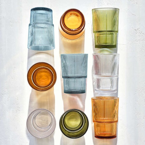 Vintage-Inspired Ribbed Whiskey Glass – Moss Green - Image 3