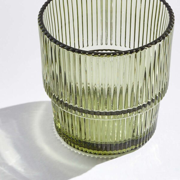 Vintage-Inspired Ribbed Whiskey Glass – Moss Green - Image 5