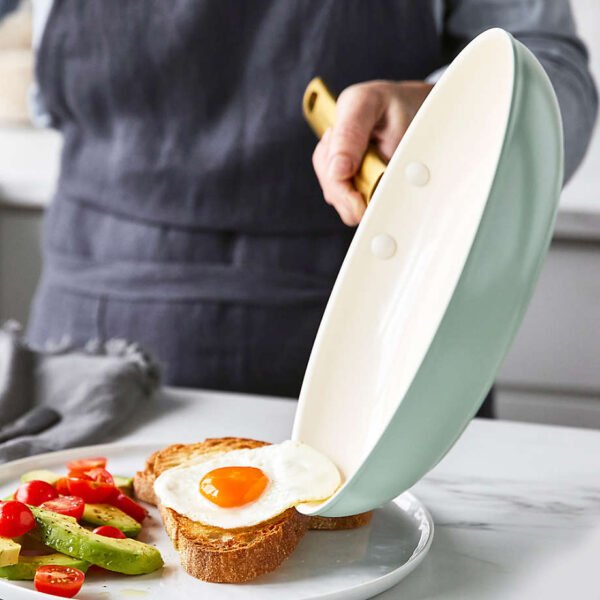 Supper Non-Stick Enameled Cast Iron Shallow Frying Pan - Image 3