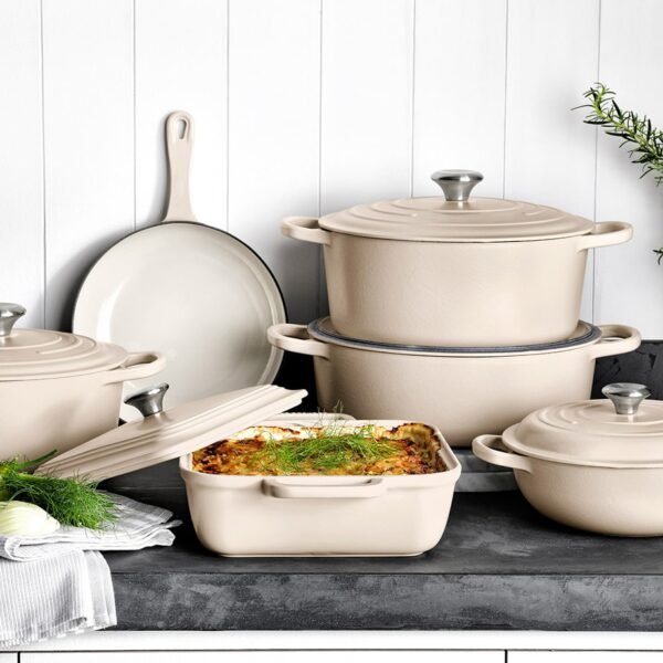 Supper Non-Stick Enameled Cast Iron Shallow Frying Pan - Image 6