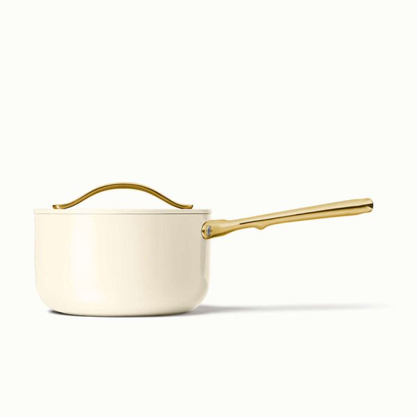 Cream Ceramic-Coated Saucepan – Non-Stick & Oven-Safe - Image 4