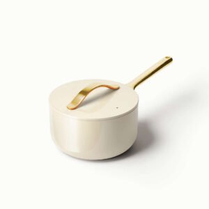 Cream Ceramic-Coated Saucepan – Non-Stick & Oven-Safe