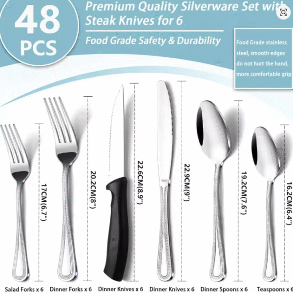 48-Piece Stainless Steel Silverware Set for 8 - Image 2