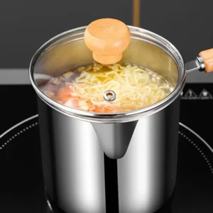 Cookware Round Wood Handle Noodles Pan Deep Frying
