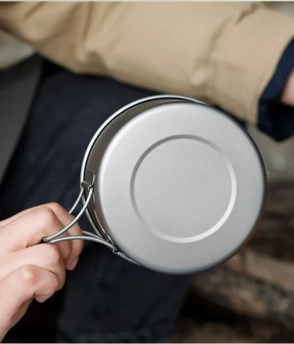 Titanium Folding Handle Stack Bowl Outdoor Camping Cookware Dinner Food Containers - Image 2