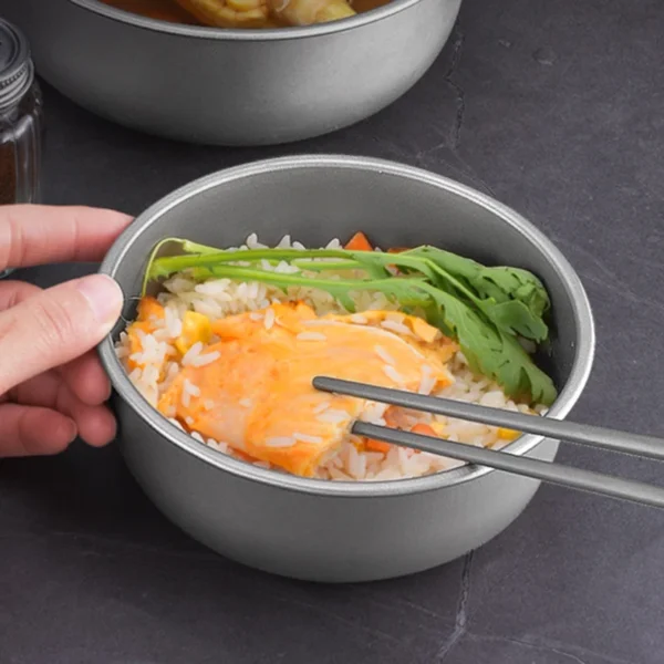Lightweight Stackable Pure Titanium Camping Bowl (400ML / 500ML) - Image 3