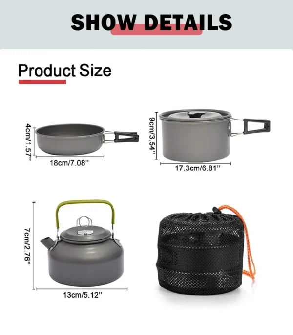 Outdoor Tableware Hiking Camping Cookware Set - Image 4