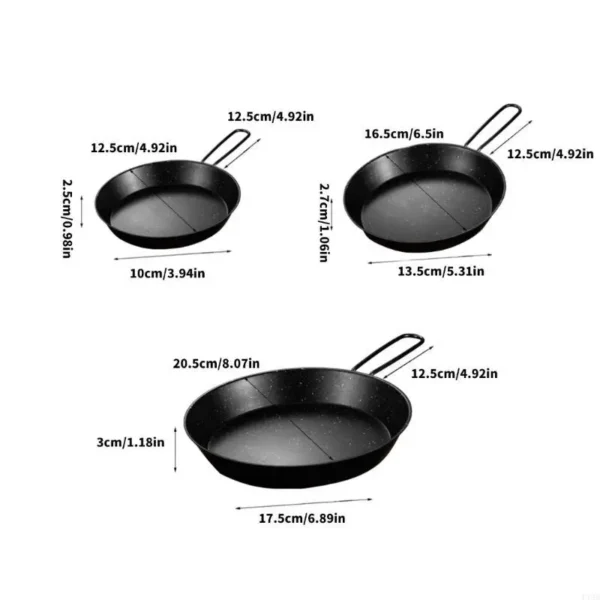 F19B 3Pcs Stainless Steels Frying Pans Nonstick Skillets Practical Kitchen Cookware