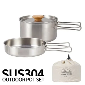 304 Stainless Steel Camping Cookware Set – Outdoor Travel & Picnic Kit