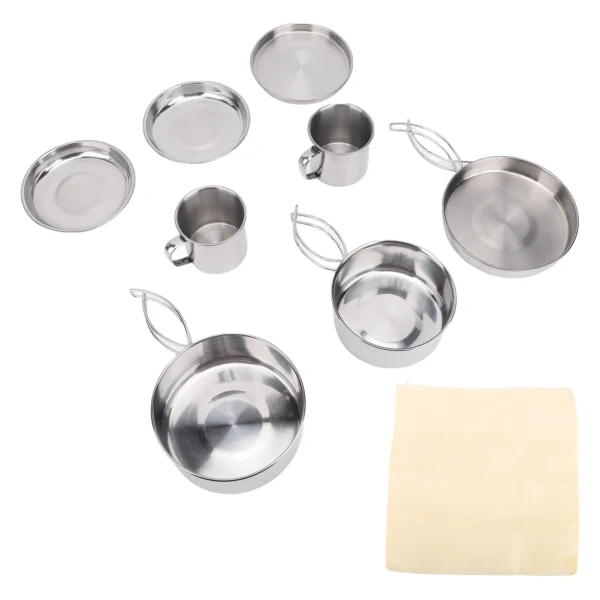 Camping Cookware Set 4-5 Person Stainless Steel Portable Cooking Utensils Set - Image 2