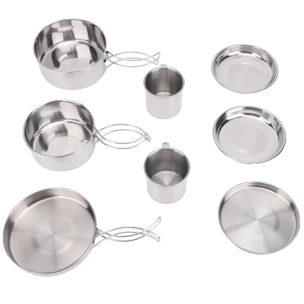 Camping Cookware Set 4-5 Person Stainless Steel Portable Cooking Utensils Set